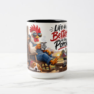 Tasse 2 Couleurs La vie est meilleure sous la véranda – Rooster à c