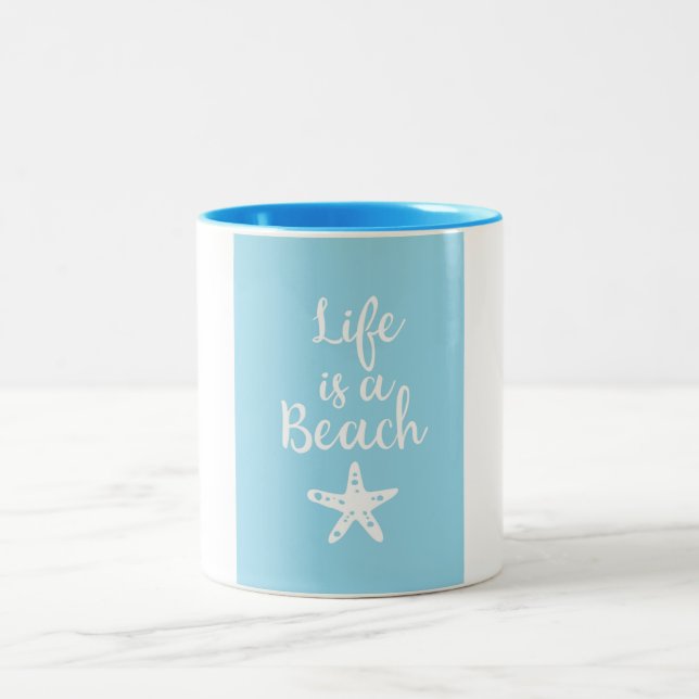 Tasse 2 Couleurs La vie est une plage (Centre)
