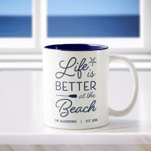 Tasse 2 Couleurs La vie personnalisée est meilleure à la plage
