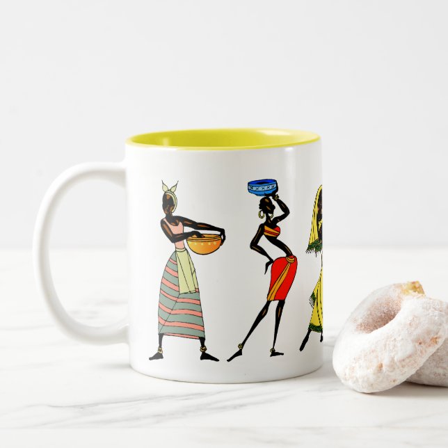 Tasse 2 Couleurs La vie tribale de femmes africaines votre couleur (Avec donut)