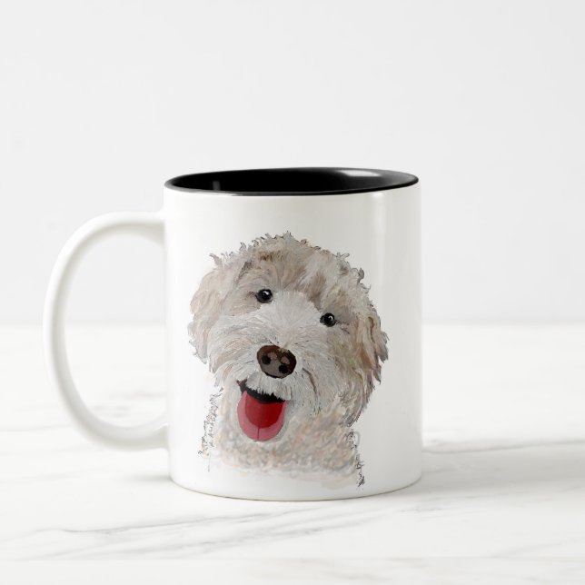 Tasse 2 Couleurs Labradoodle Chien souriant (Gauche)