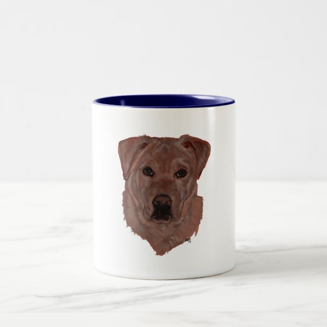 Tasse 2 Couleurs Labrador Retriever Brun au Chocolat (Centre)