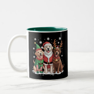 Tasse 2 Couleurs Labrador Retriever Chiens de Noël Père Noël Renne