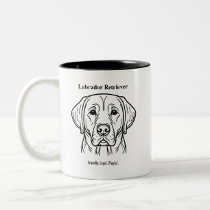 Tasse 2 Couleurs Labrador Retriever Portrait Noir