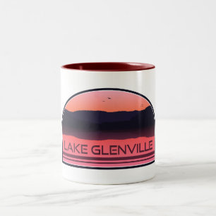 Tasse 2 Couleurs Lac Glenville Caroline du Nord Red Sunrise