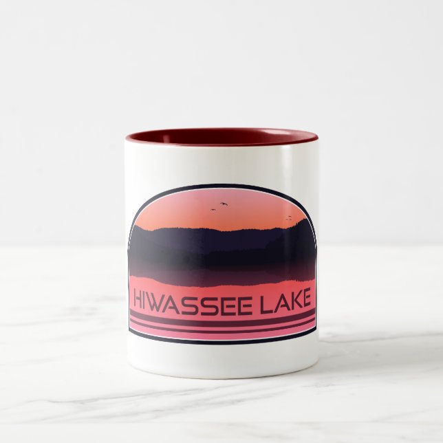 Tasse 2 Couleurs Lac Hiwassee Caroline du Nord Sunrise rouge (Centre)