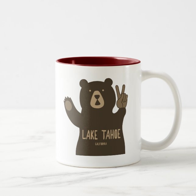 Tasse 2 Couleurs Lac Tahoe Californie Nevada Peace Bear (Droit)