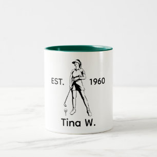 Tasse 2 Couleurs Lady Golfer Nom et année personnalisés