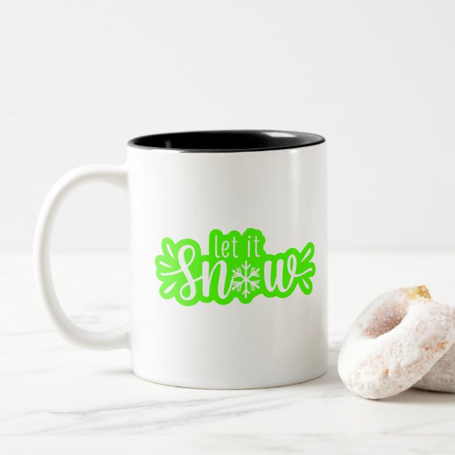 Tasse 2 Couleurs Laisser Neige Art numérique Design (Avec donut)