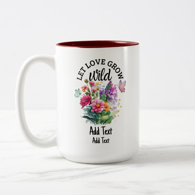 Tasse 2 Couleurs Laissez l'amour grandir sauvage mignon positif (Gauche)