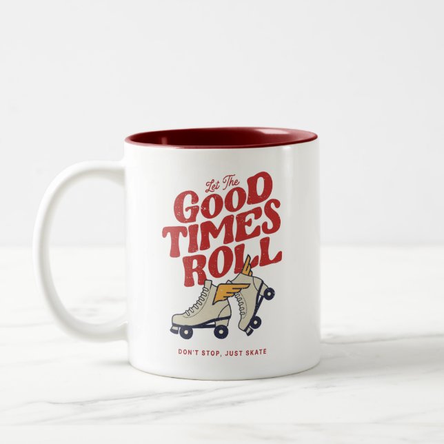 Tasse 2 Couleurs LAISSEZ LES BONS TEMPS ROULER 80s RETRO ROLLER SKA (Gauche)