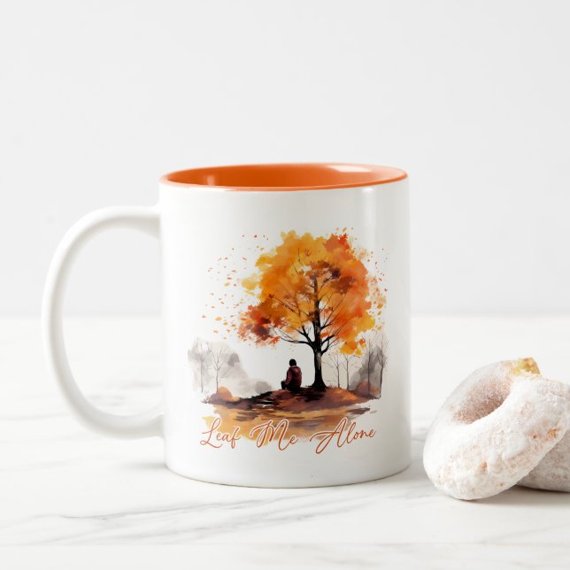 Tasse 2 Couleurs Laissez-moi seul Automne  (Avec donut)