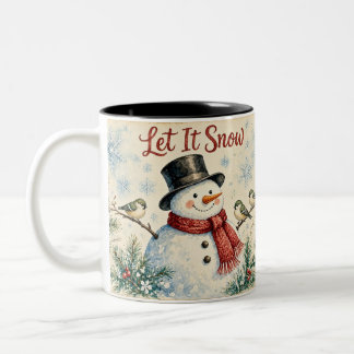Tasse 2 Couleurs Laissez Tomber la Neige Dessin de Bonhomme de Neig