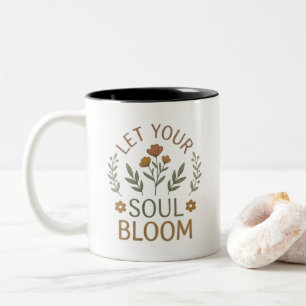 Tasse 2 Couleurs Laissez Votre Âme S'Épanouir Floral Minimaliste
