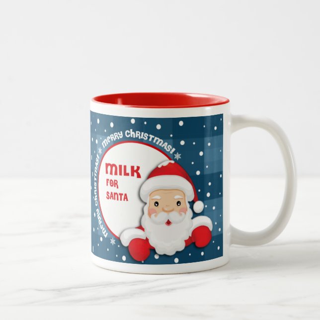 Tasse 2 Couleurs Lait pour le Père Noël. Cadeau de Noël (Droit)