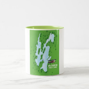Tasse 2 Couleurs Lake Champlain USA Carte du Canada