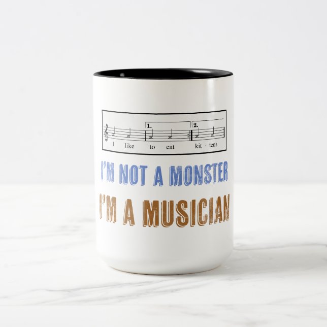Tasse 2 Couleurs L'alphabétisation musicale compte, j'aime manger d (Centre)