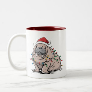 Tasse 2 Couleurs Lamantin Festif Noël Santa Océan Amateur Confortab