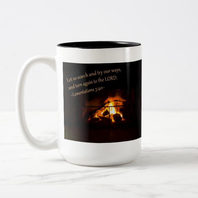 Tasse 2 Couleurs Lamentations 3:40 (Gauche)