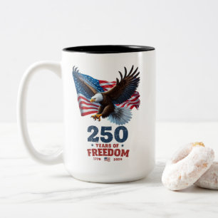 Tasse 2 Couleurs L'Amérique 250 Ans de Liberté Aigle Bald USA Drape