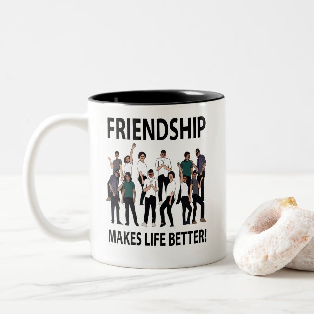 Tasse 2 Couleurs L'amitié rend la vie meilleure Amitié (Avec donut)