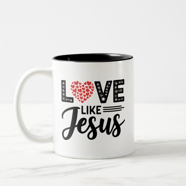 Tasse 2 Couleurs L'amour comme JESUS Design - Inspiration chrétienn (Gauche)