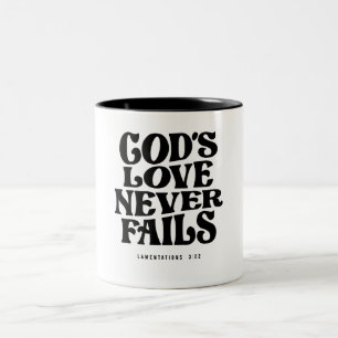 Tasse 2 Couleurs L'Amour de Dieu Endures - Lamentations 3:22 Christ