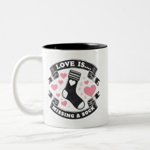 Tasse 2 Couleurs L'amour des coeurs roses manque une chaussette Caf