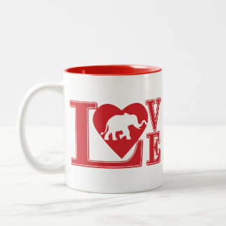 Tasse 2 Couleurs L'amour-éléphants