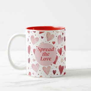 Tasse 2 Couleurs L'amour en aquarelle - Motif de cœur fantaisiste