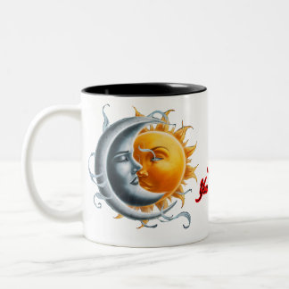 Tasse 2 Couleurs L'amour entre la Lune et le Soleil sur un