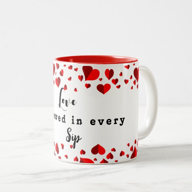 Tasse 2 Couleurs L'amour est brassé dans chaque gorgée (Devant droit)
