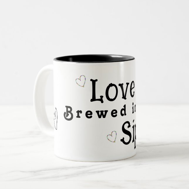 Tasse 2 Couleurs L'amour est brassé dans chaque gorgée (Devant gauche)