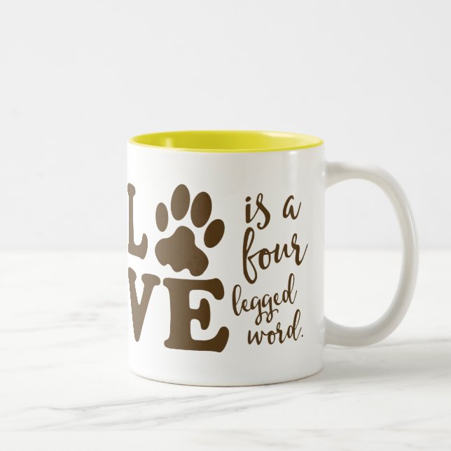 Tasse 2 Couleurs L'amour est un amoureux des animaux à jambes du (Droit)