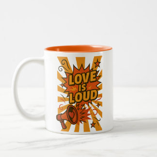 Tasse 2 Couleurs L'amour est une déclaration audacieuse de style BD