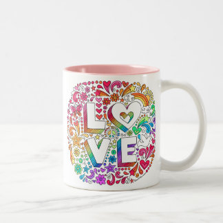 Tasse 2 Couleurs L'AMOUR marquant avec des lettres l'arc-en-ciel