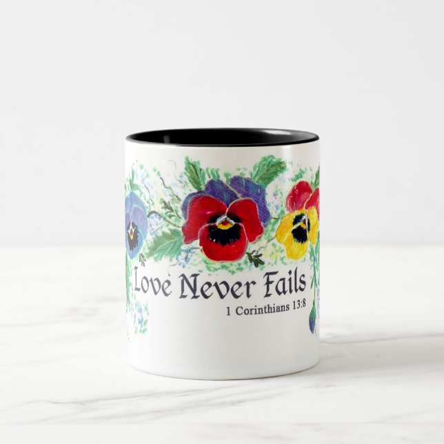 Tasse 2 Couleurs L'amour n'échoue jamais (les pensées) (Centre)