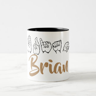 Tasse 2 Couleurs Langue des signes américaine Fingerspelled Brian