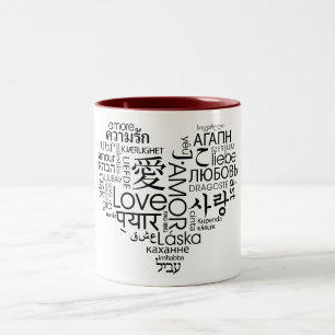 Tasse 2 Couleurs Langues de coeur d'amour