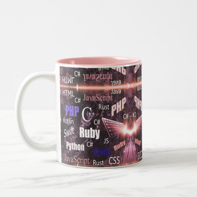 Tasse 2 Couleurs Langues de programmation Motif rose (Gauche)