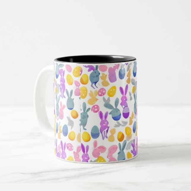 Tasse 2 Couleurs lapin avec oeufs de pâques (Devant gauche)