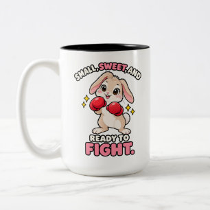 Tasse 2 Couleurs Lapin de boxe mignon prêt à se battre