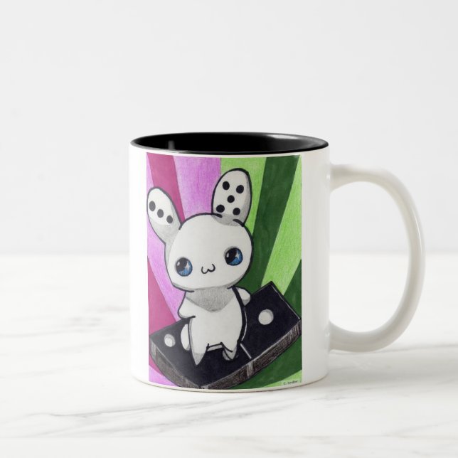 Tasse 2 Couleurs Lapin de domino (Droit)