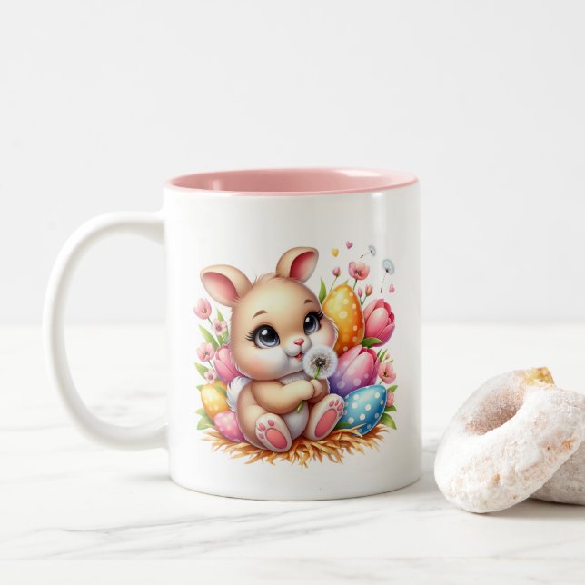 Tasse 2 Couleurs Lapin de Pâques  (Avec donut)