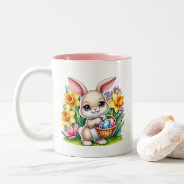 Tasse 2 Couleurs Lapin de Pâques  (Avec donut)