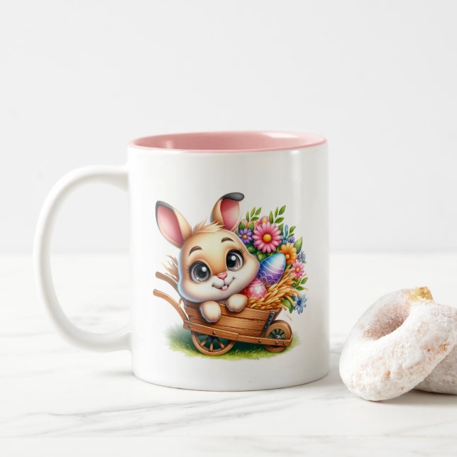 Tasse 2 Couleurs Lapin de Pâques  (Avec donut)