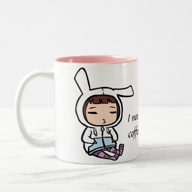 Tasse 2 Couleurs Lapin dépendant de café (Gauche)