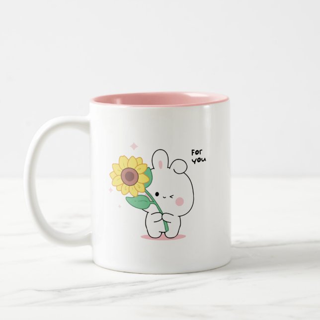 Tasse 2 Couleurs lapin drôle (Gauche)
