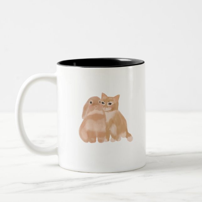 Tasse 2 Couleurs lapin et chat ! (Gauche)