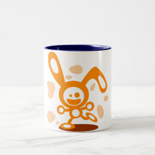 Tasse 2 Couleurs Lapin heureux (orange)